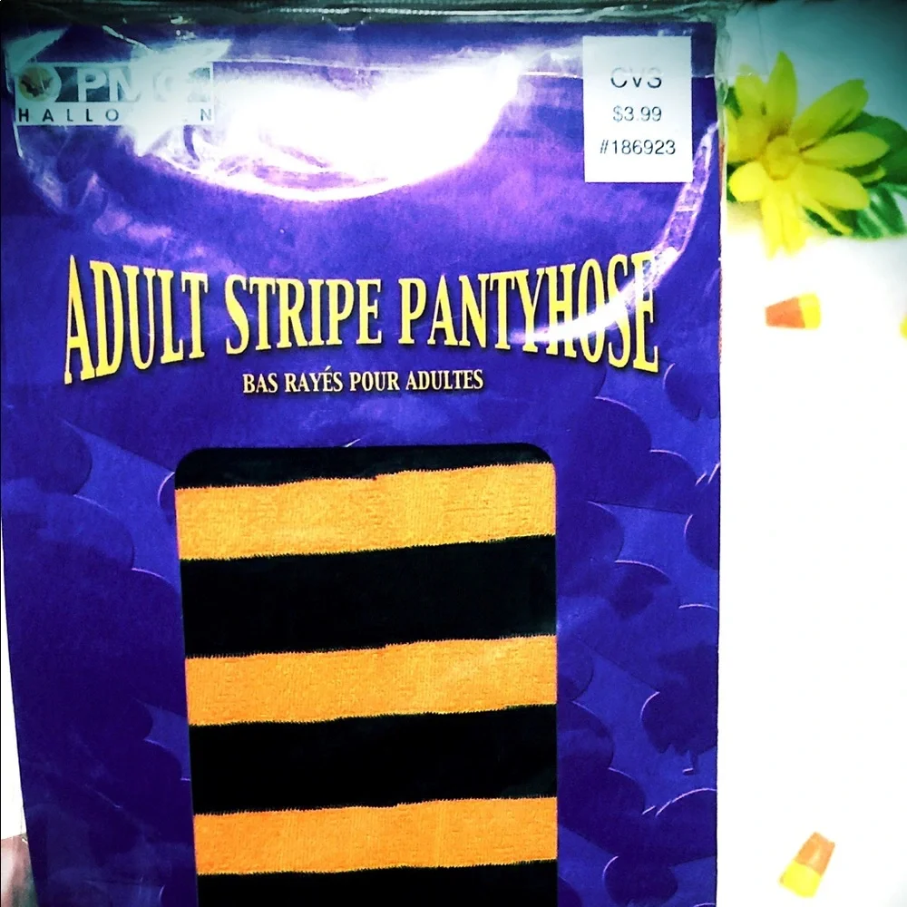 🎃Halloween Stockings~RARE VINTAGE Costume Accents NEON STRIPES 👻FALL FLARE